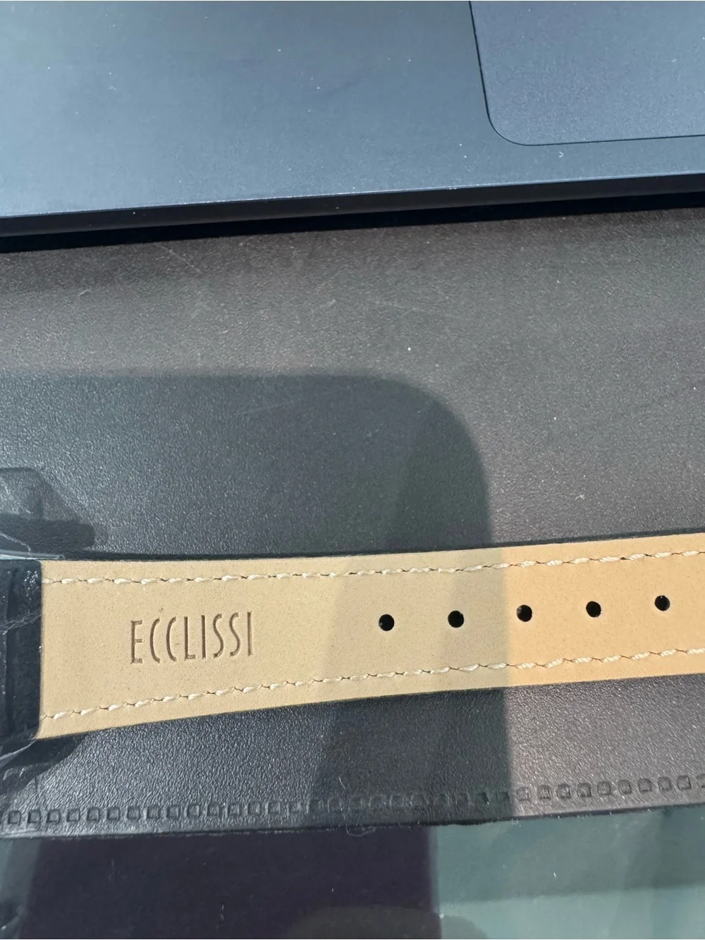 NEW Ecclissi Facets Stainless Steel Citrine Gemstone & Leather Watch